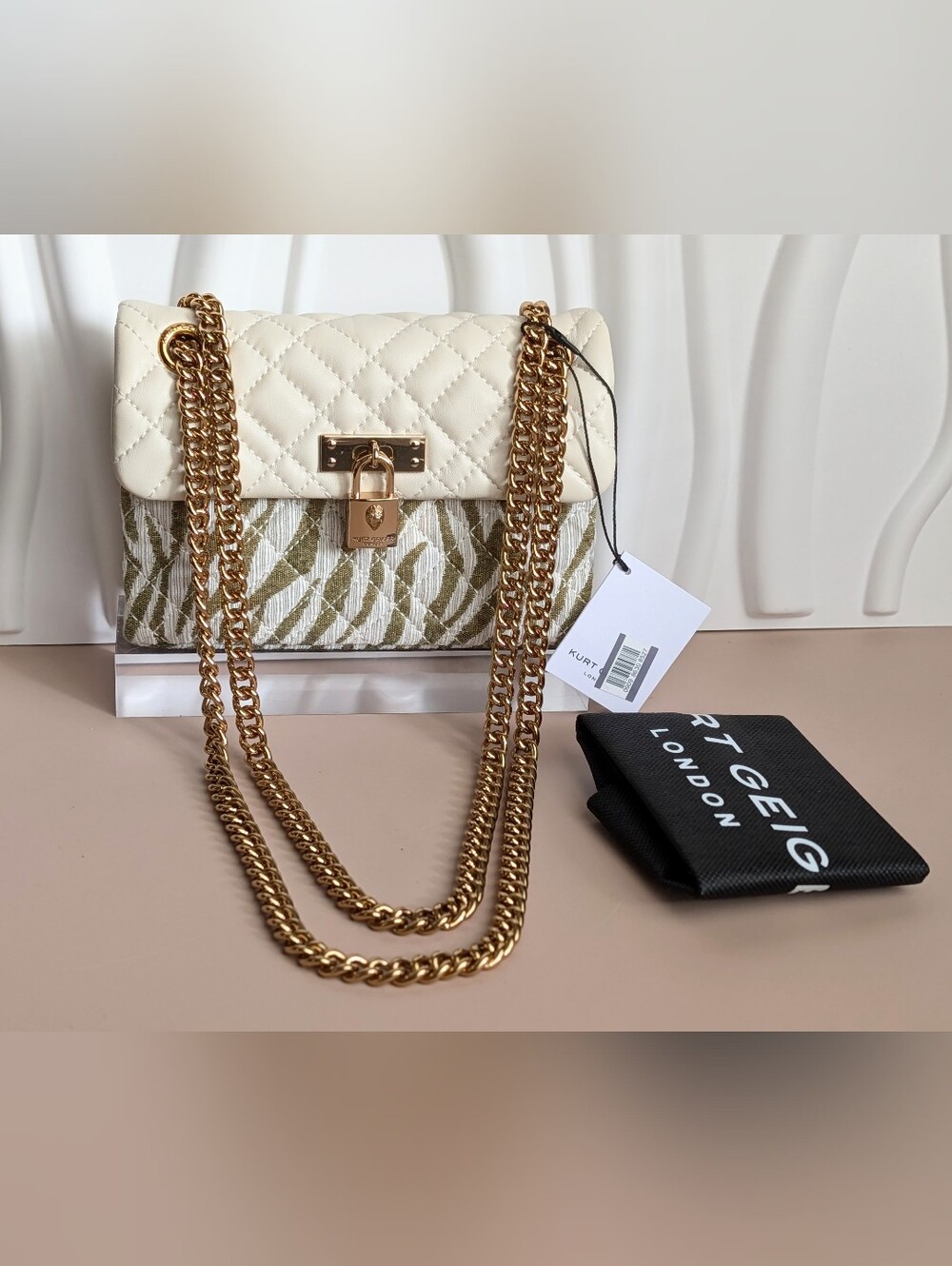 NWT Kurt Geiger Mini Brixton Open Green Mixed Media Crossbody Bag